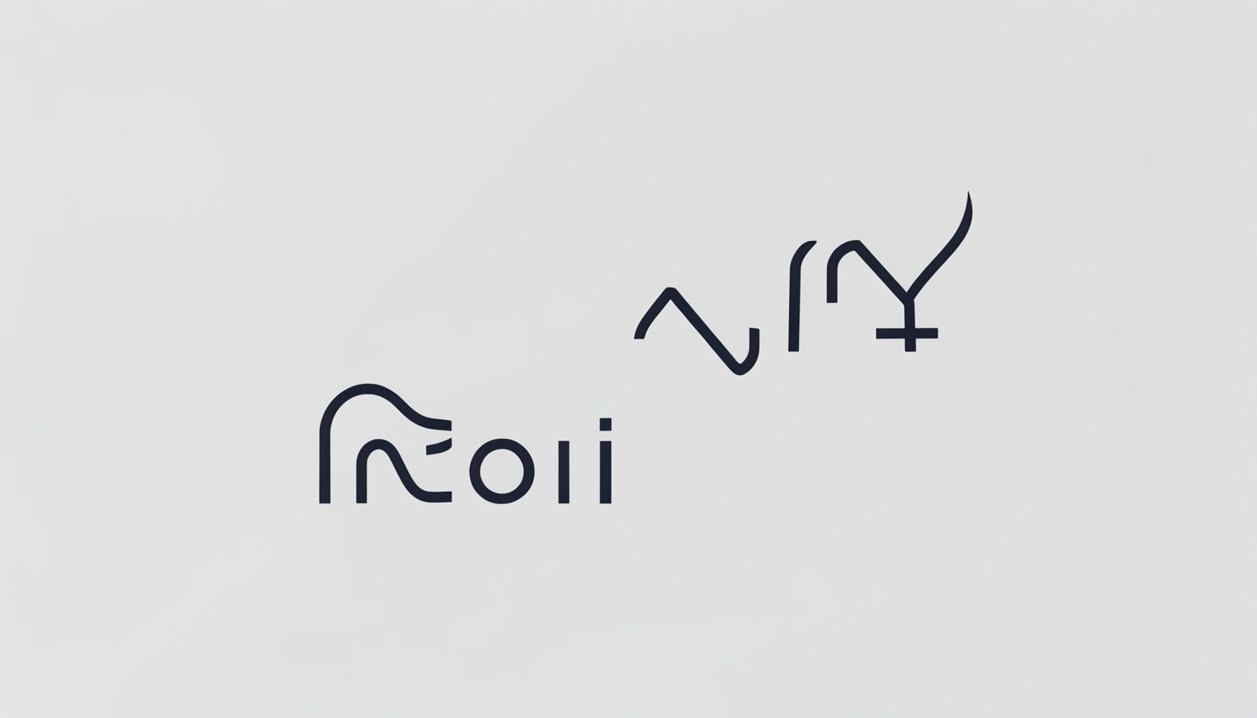 Abstract programming language concept with clean typography shapes on a light gray background